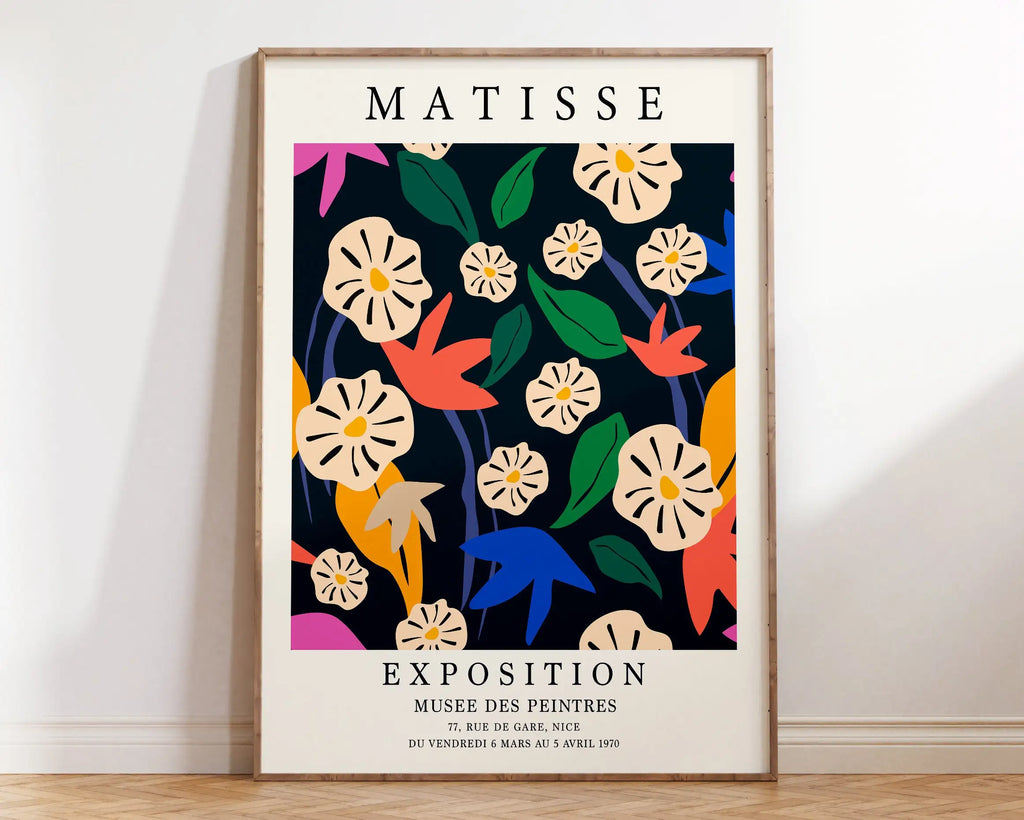 Minimalist black matisse floral art print bedroom wall decor