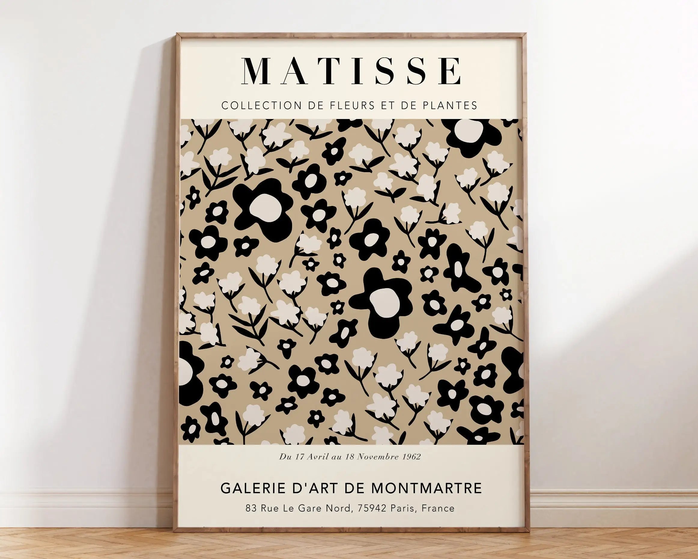 Minimalist black matisse floral art print bedroom wall decor