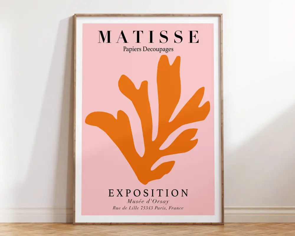 Matisse floral art print blue & cream framed living room decor