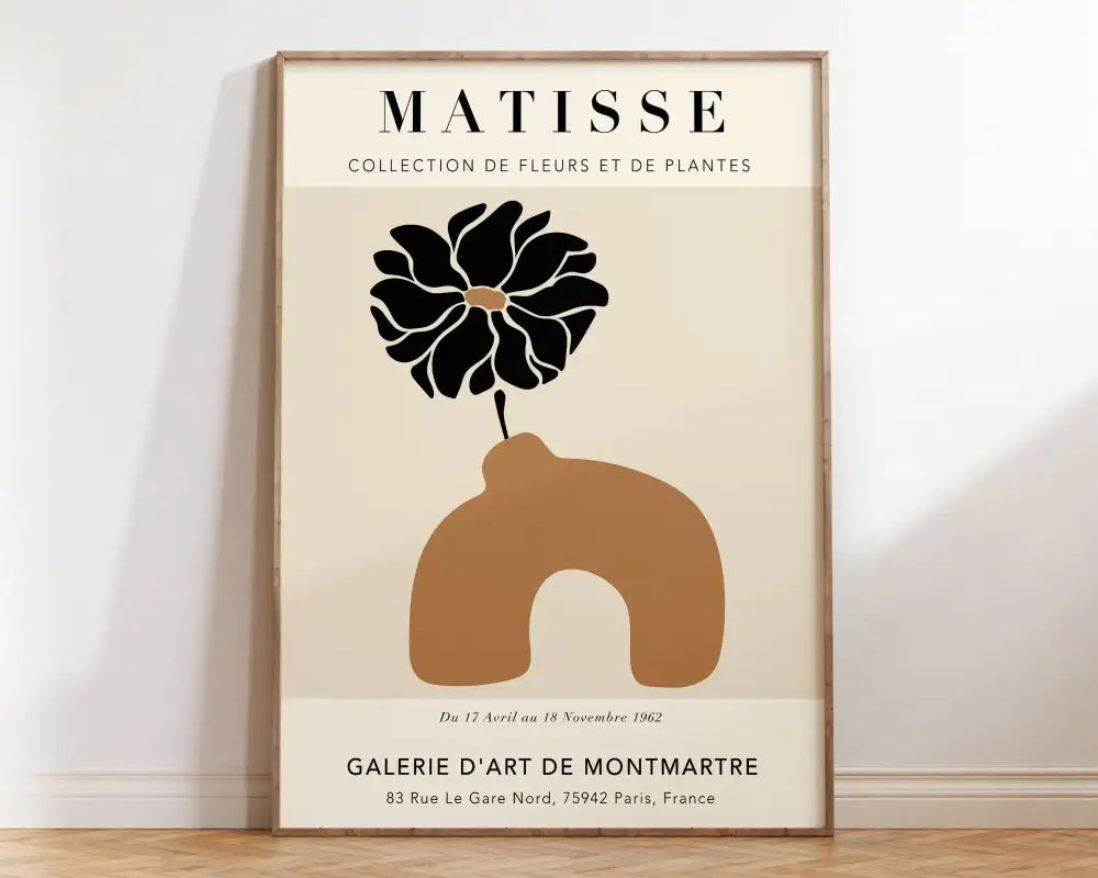 Matisse floral abstract flowers framed canvas – living room wall art