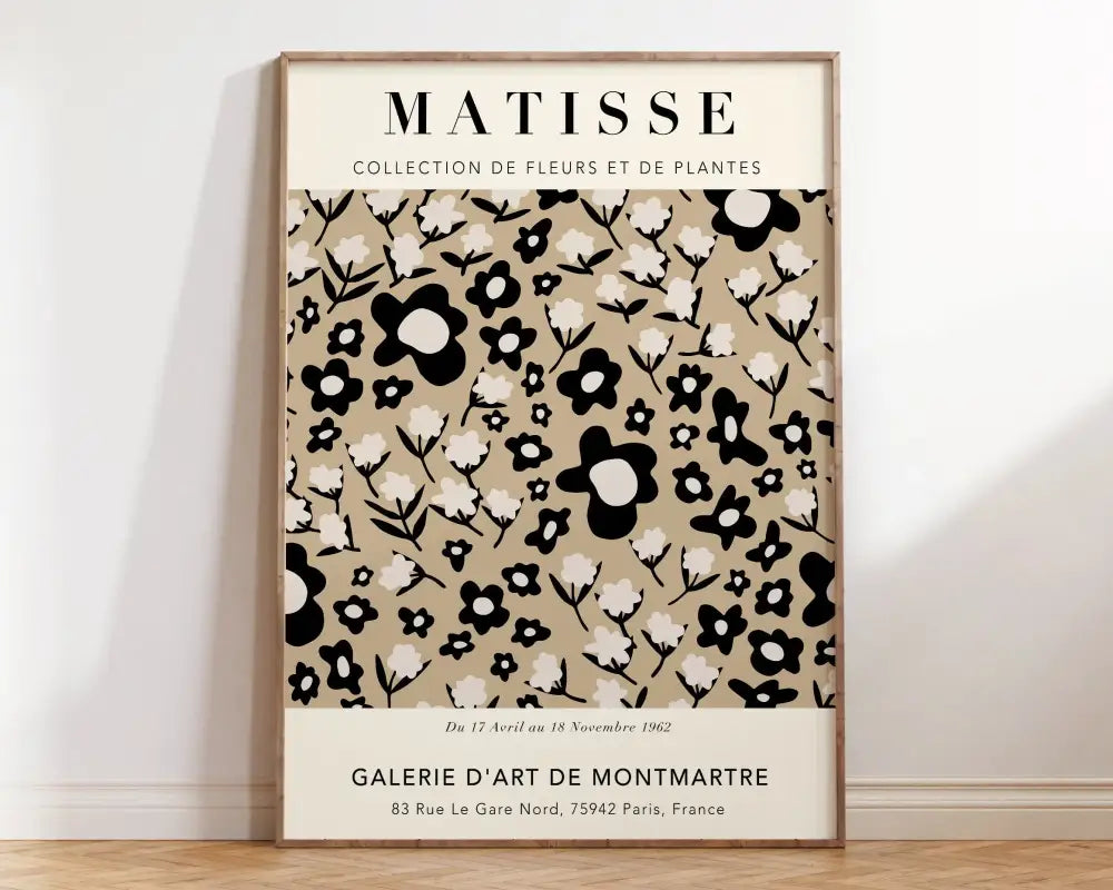 Matisse floral abstract flowers framed canvas – living room wall art