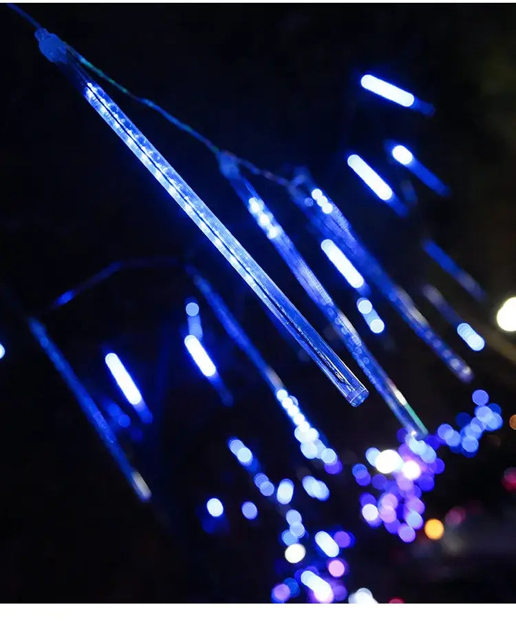 White meteor shower led string lights outdoor garden decor