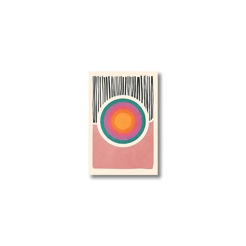 Mid century abstract color block wall art set living room decor