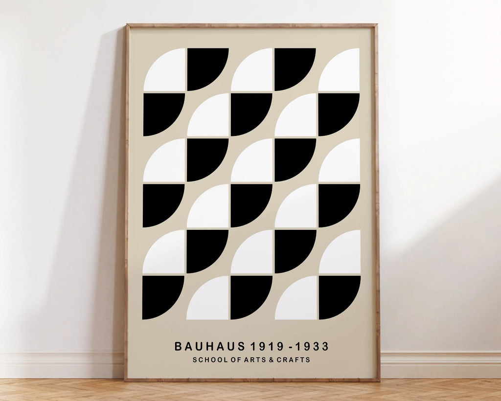 Mid century bauhaus geometric canvas print living room art