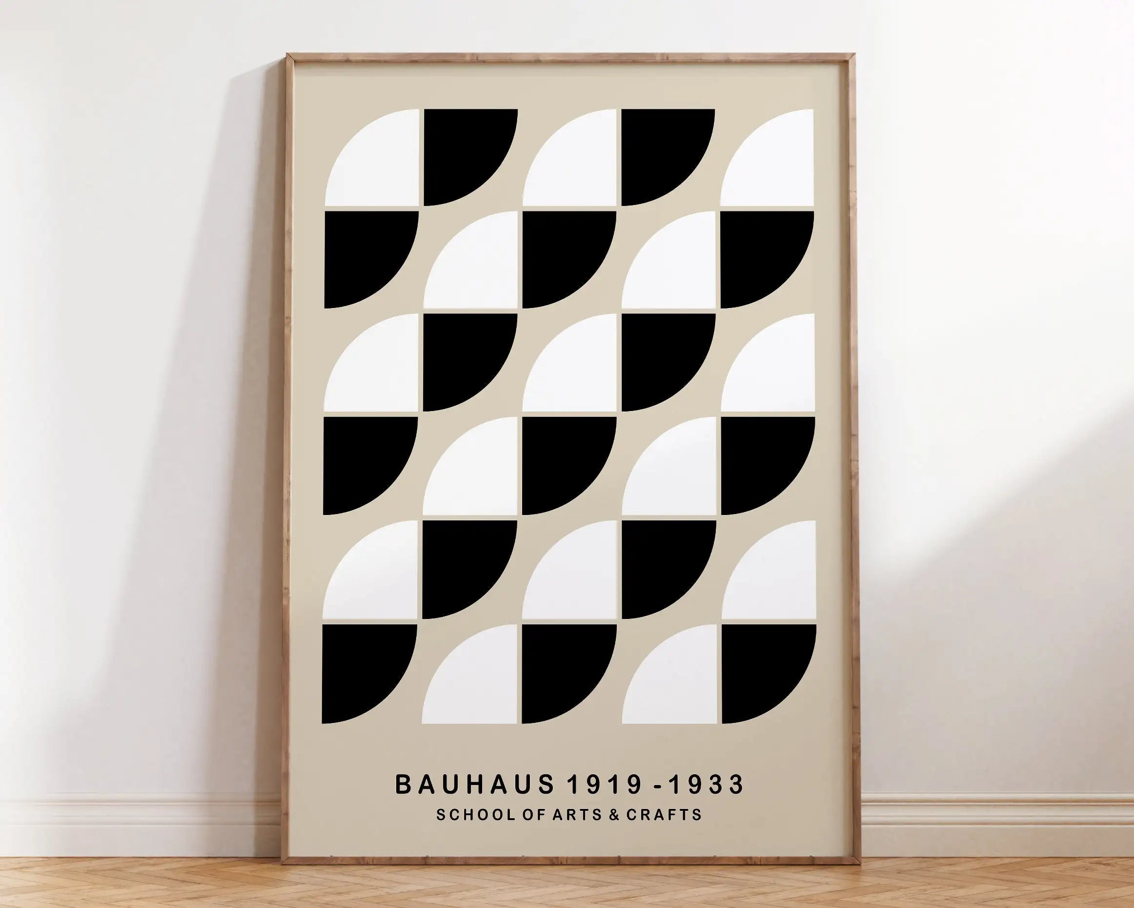 Mid century bauhaus geometric canvas print living room art