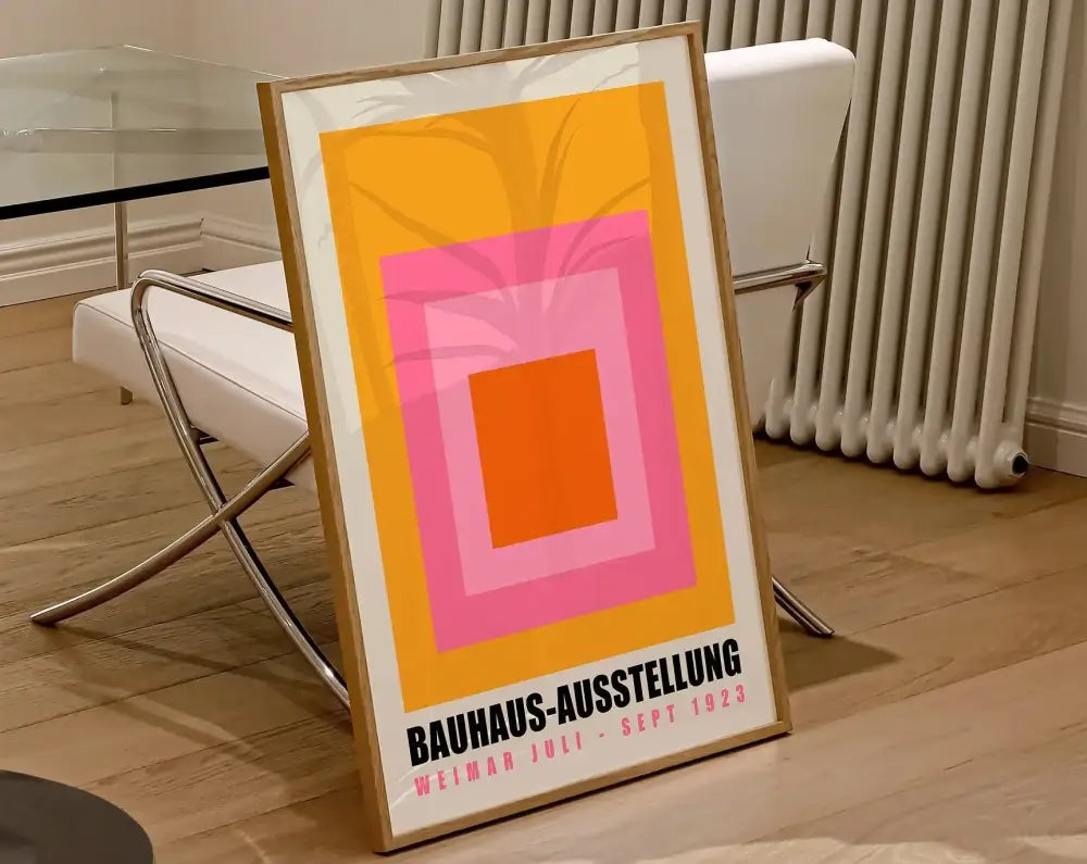 Mid century bauhaus geometric canvas wall art living room decor