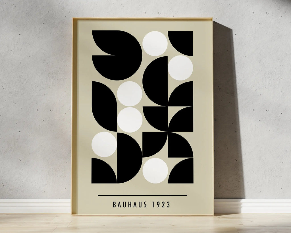Mid century geometric wall art bauhaus canvas print for living room