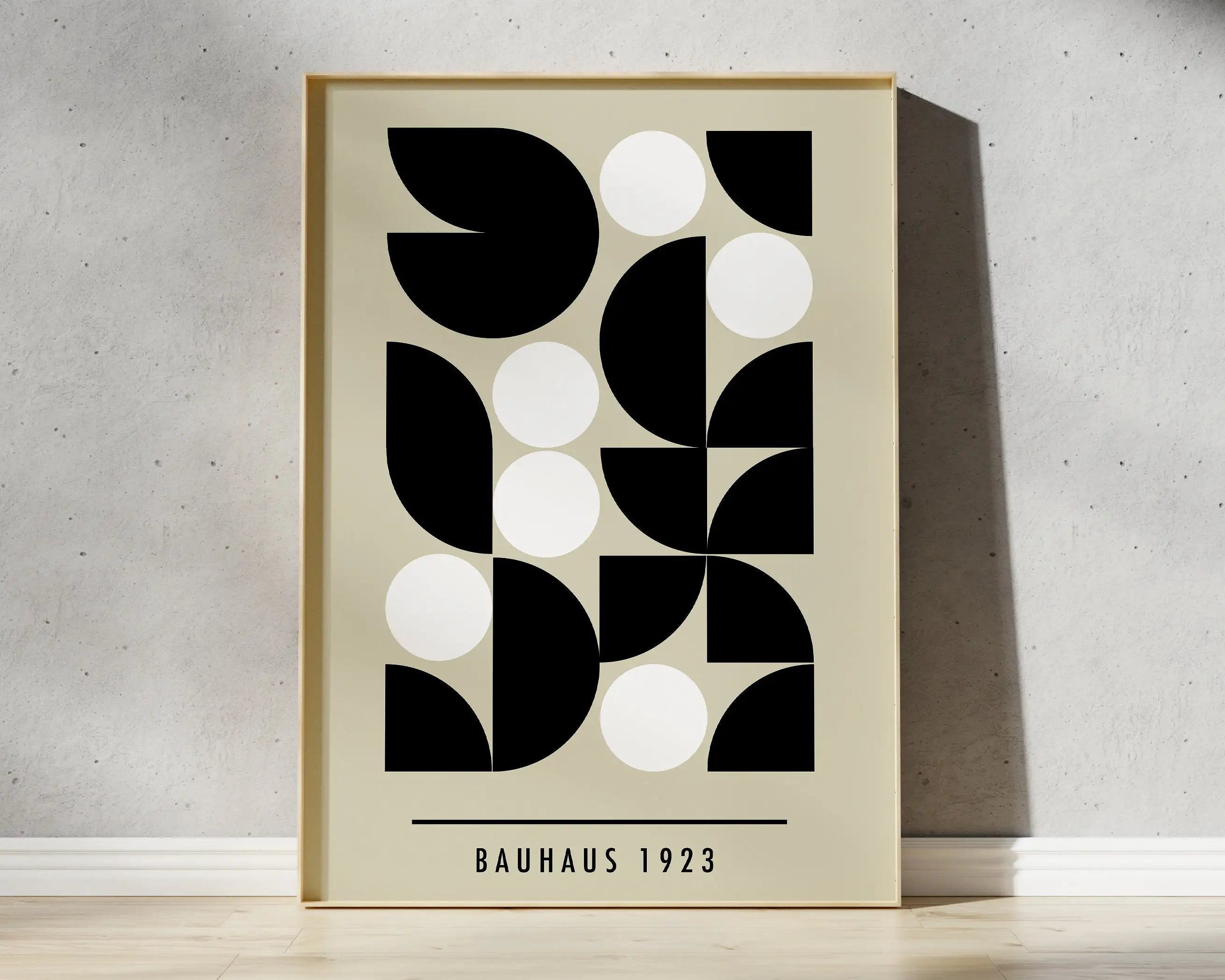 Mid century geometric wall art bauhaus canvas print for living room