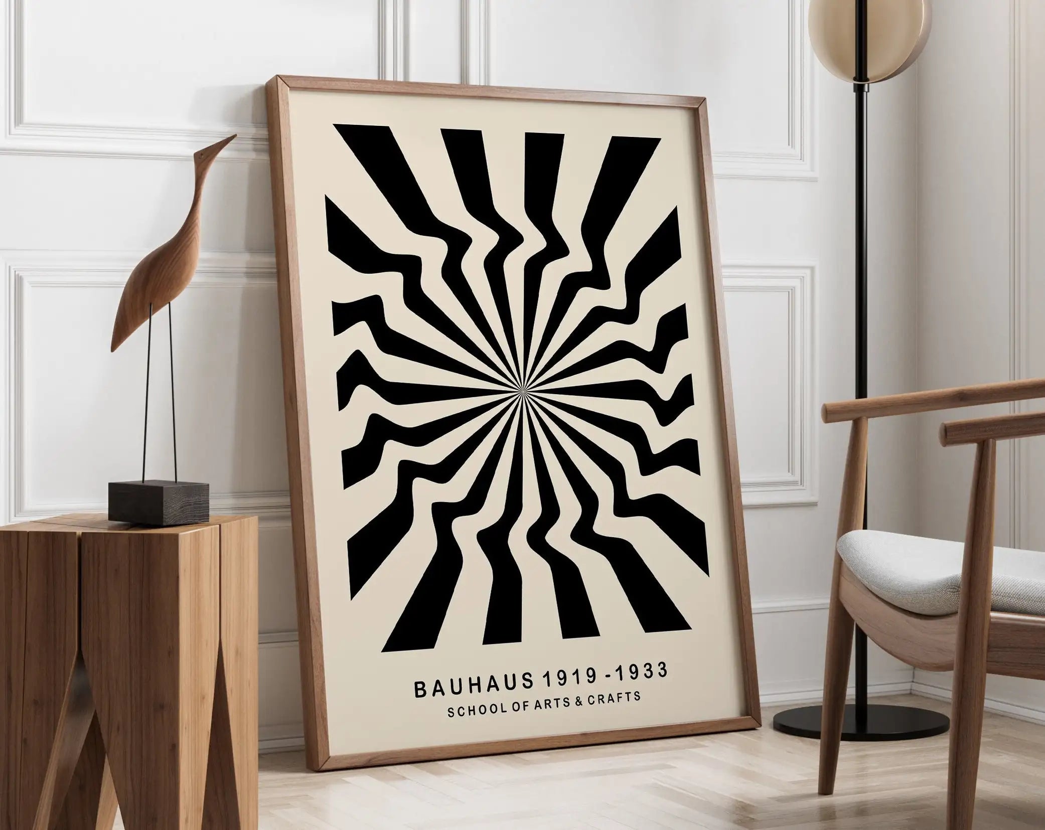 Mid century modern pink & orange geometric canvas wall art living room