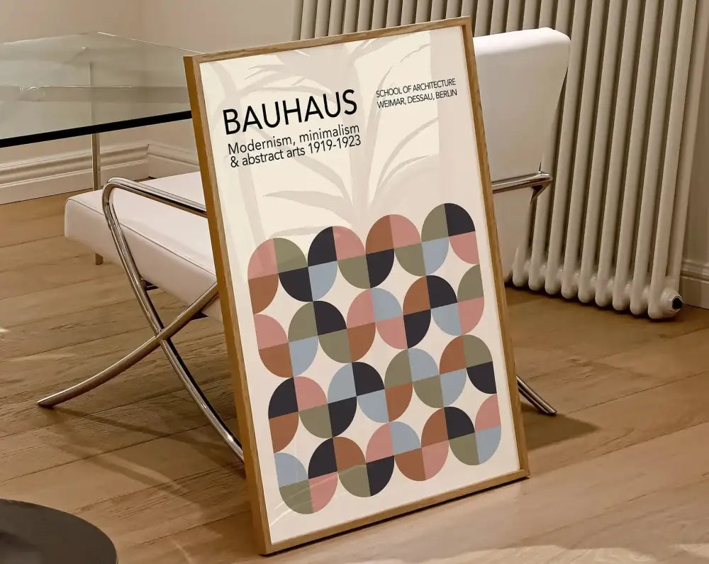 Mid century modern pink & orange geometric canvas wall art living room