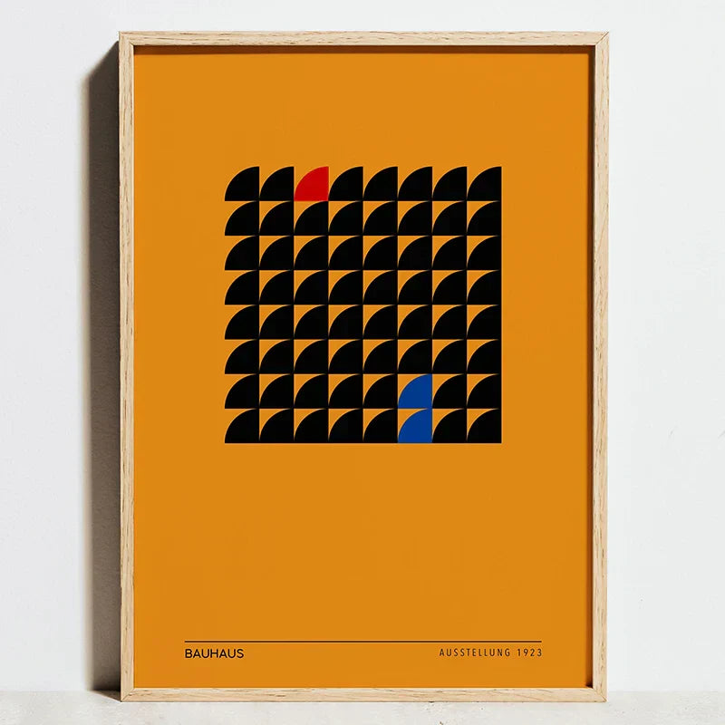 Bauhaus exhibition orange & black canvas wall art living room decor