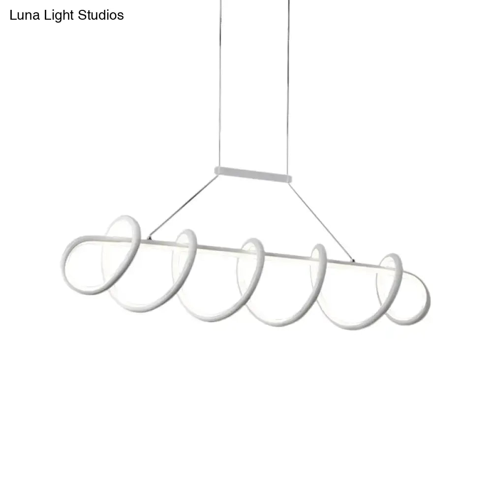 Modern white twisted ceiling light for dining room