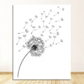 Minimalist dandelion canvas art set with gold frames for living room