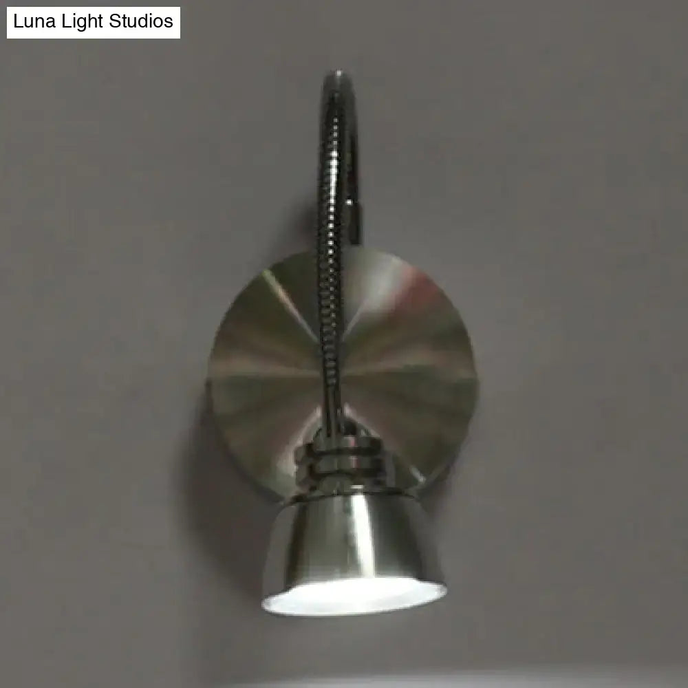 Modern chrome led wall light with adjustable arm – bedroom sconce