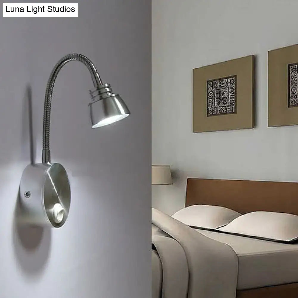 Modern chrome led wall light with adjustable arm – bedroom sconce