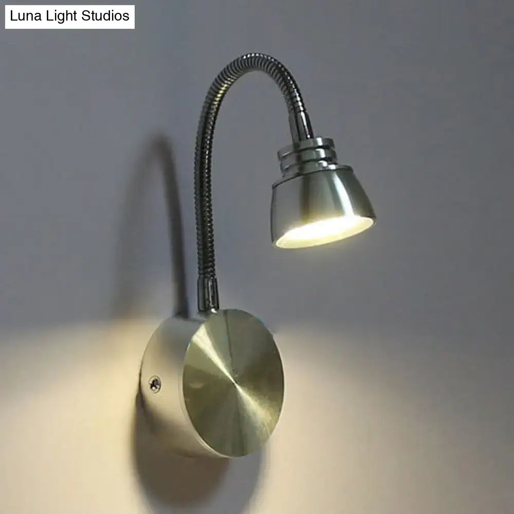Modern chrome led wall light with adjustable arm – bedroom sconce
