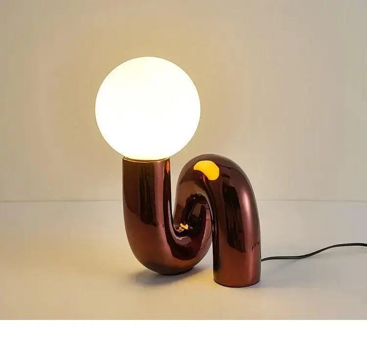 Modern burgundy ceramic art table lamp bedroom glow sphere