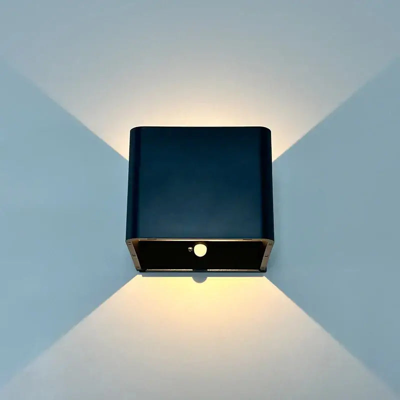 Modern black square battery operated wall sconce bedroom light