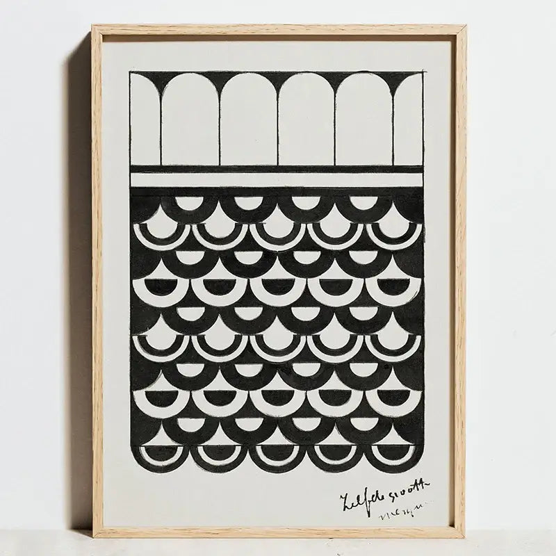 Minimalist orange and terracotta bauhaus exhibition posters living room