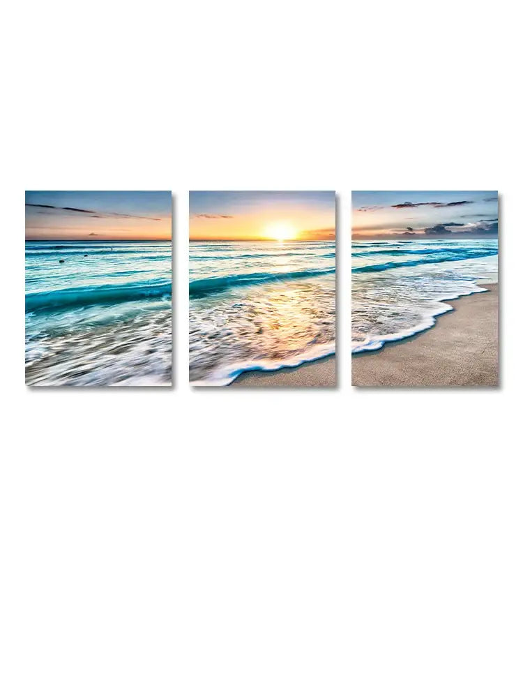 Modern beach sunset canvas wall art set living room decor