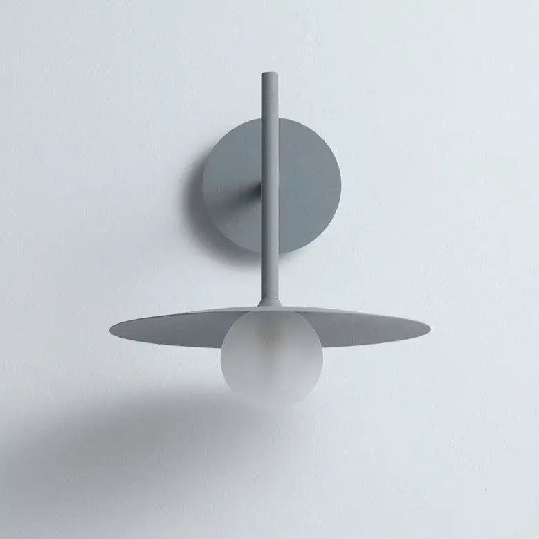 Modern matte black disc bedside wall light bedroom sconce