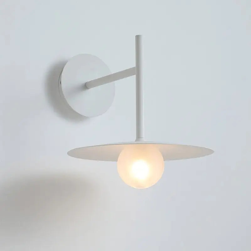 Modern matte black disc bedside wall light bedroom sconce