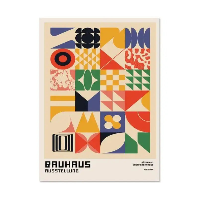 Bauhaus geometric red & blue canvas print living room home decor