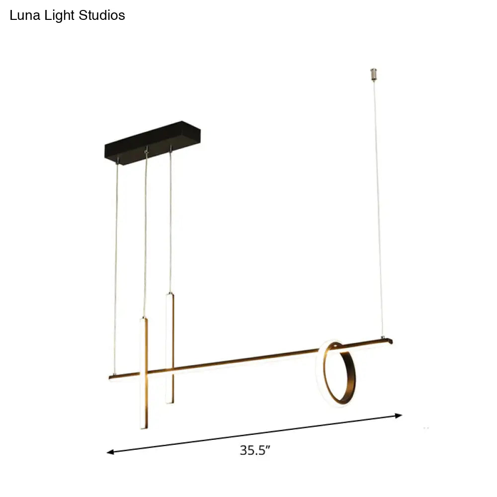 DecorBites™ Modern Black Linear Island LED Pendant Light with Dual Lines and Ring