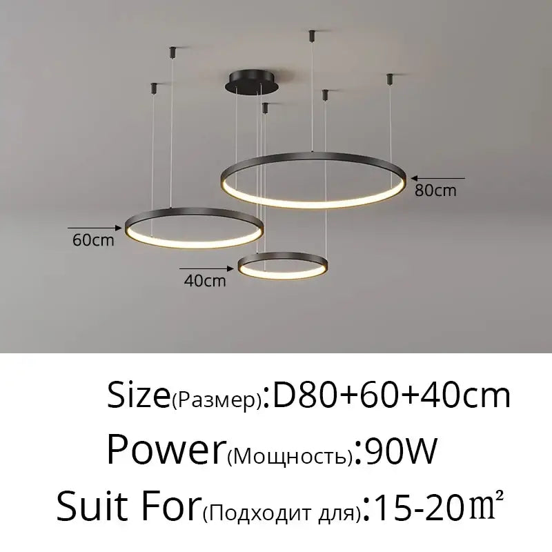 Modern black & gold pendant light living room dimmable