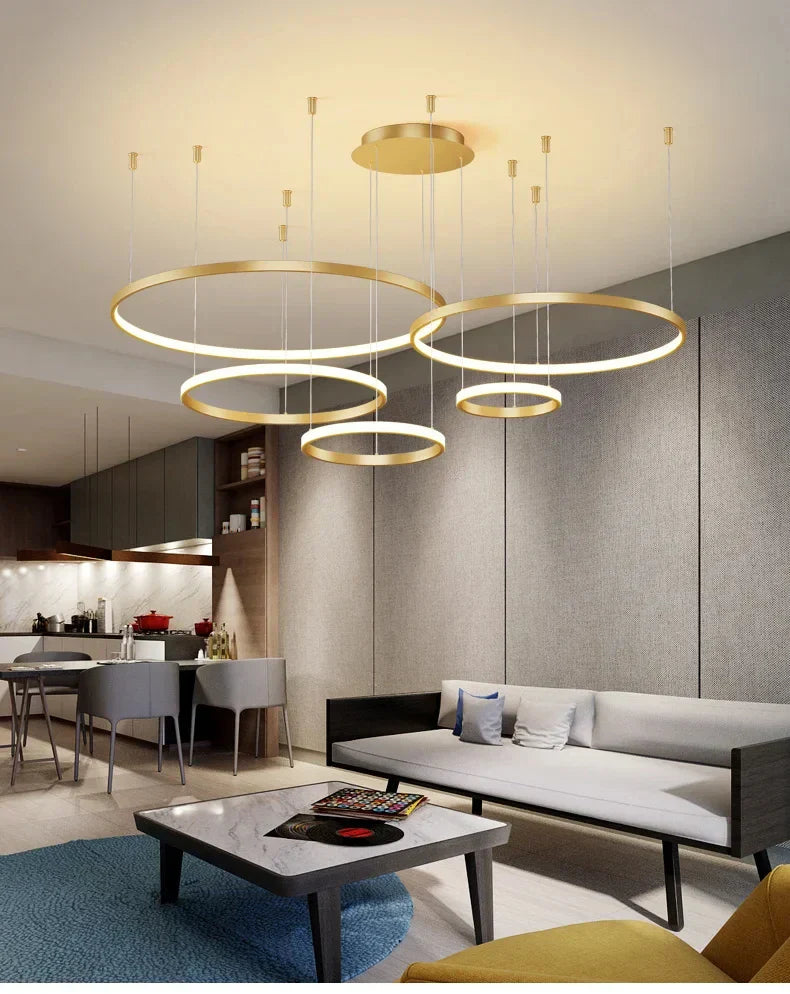 Modern black & gold pendant light living room dimmable