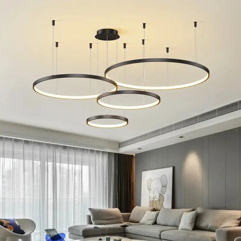 Modern black & gold pendant light living room dimmable
