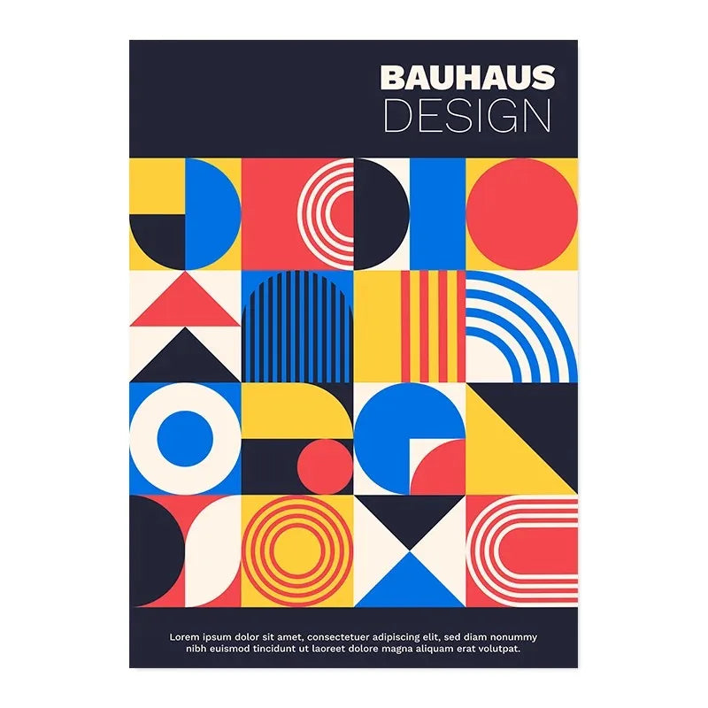 Bauhaus geometric red & blue canvas print decor – living room art
