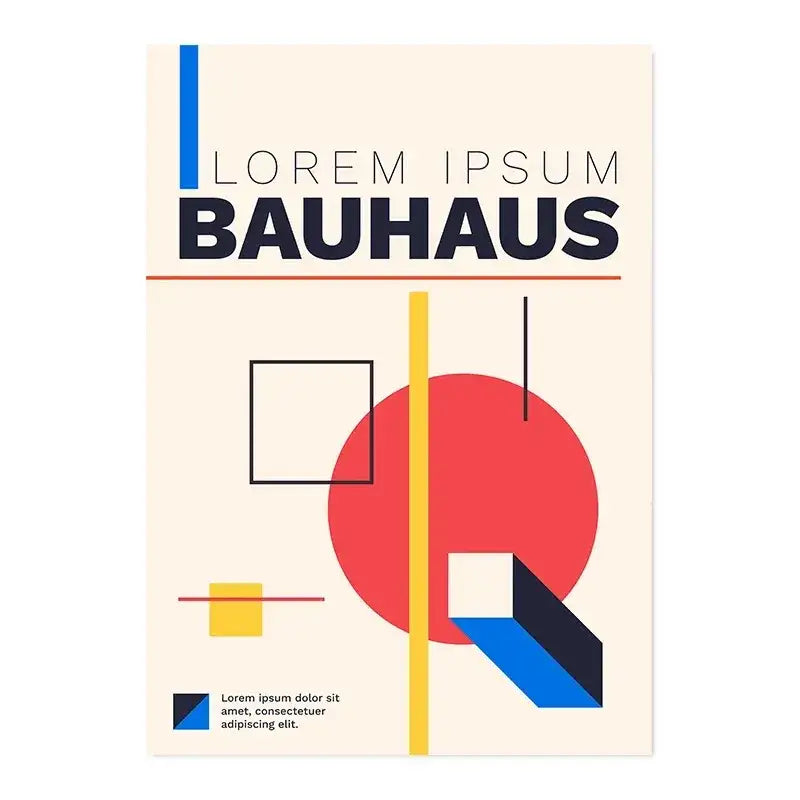 Bauhaus geometric red & blue canvas print decor – living room art