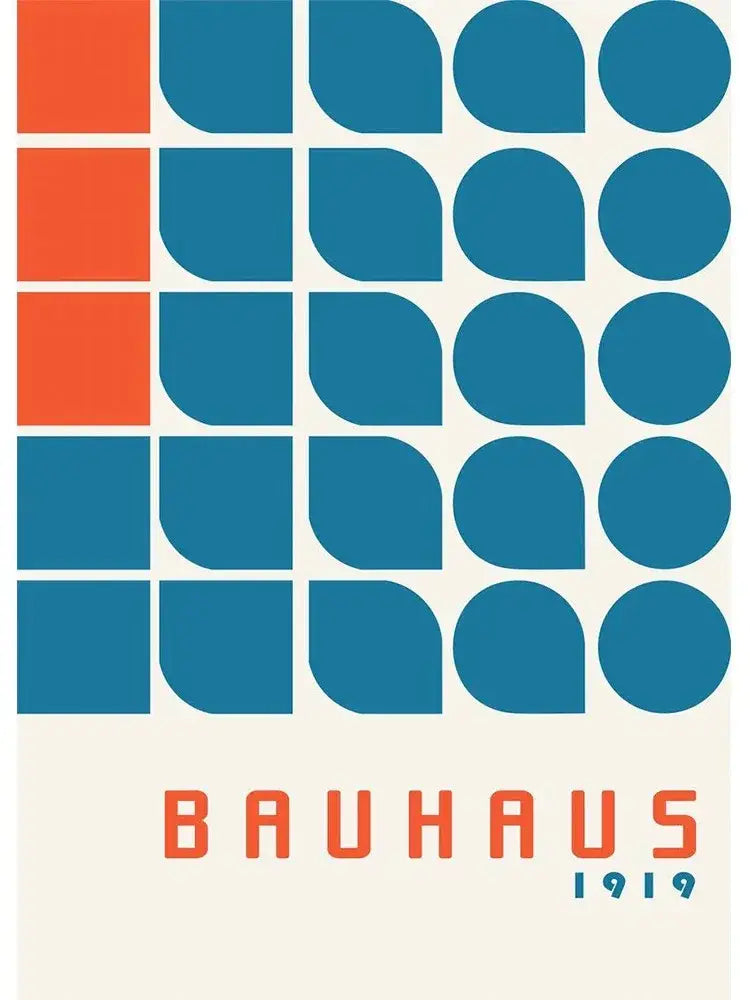 Bauhaus geometric red & blue canvas print decor – living room art