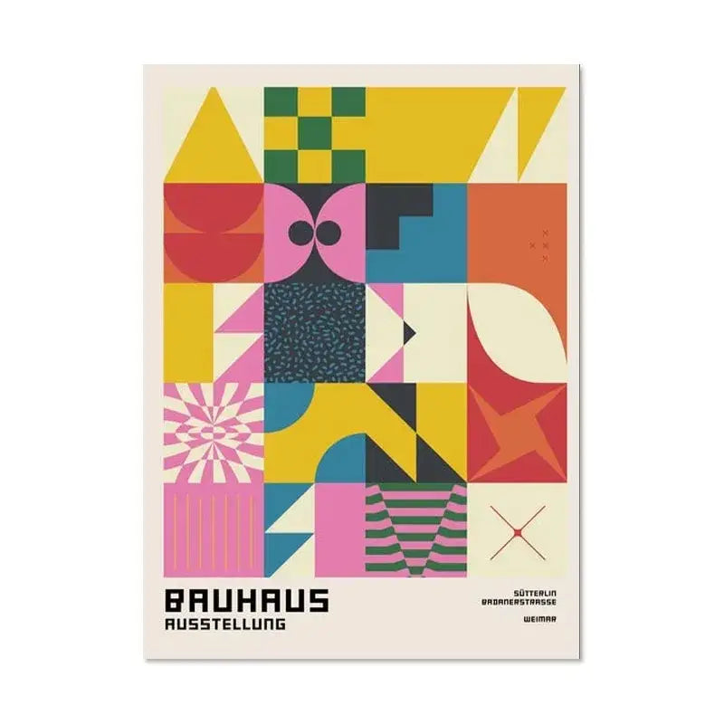 Bauhaus geometric red & blue canvas print decor – living room art
