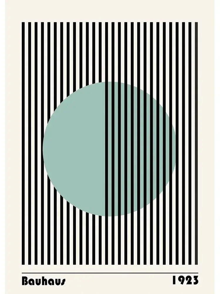 Bauhaus blue & white canvas print – living room geometric wall art