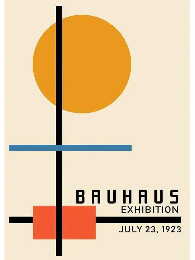 Bauhaus blue & white canvas print – living room geometric wall art