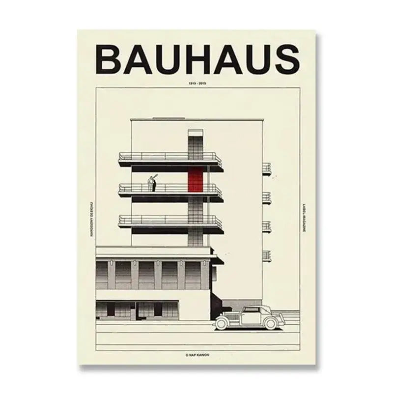 Bauhaus blue & white canvas print – living room geometric wall art