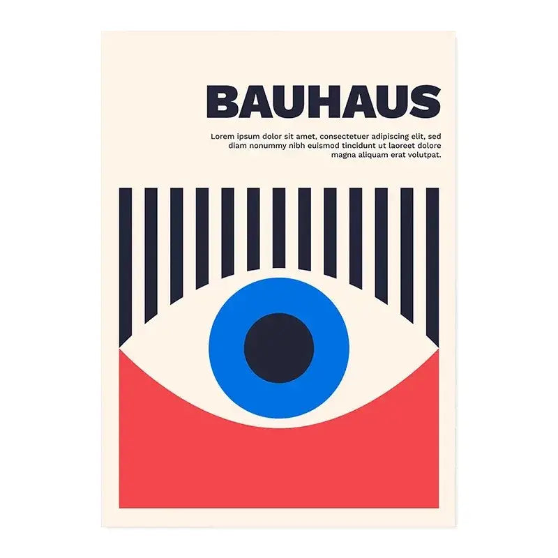Bauhaus blue & white canvas print – living room geometric wall art