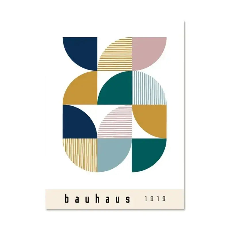 Bauhaus abstract beige and orange wall art canvas print living room