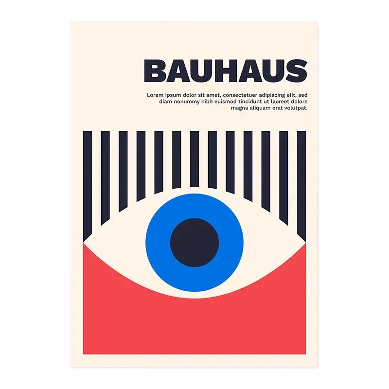 Minimalist teal bauhaus exhibition canvas print living room decor