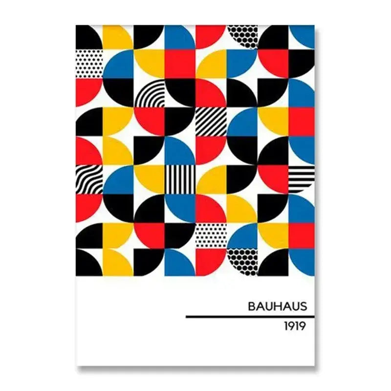 Minimalist teal bauhaus exhibition canvas print living room decor