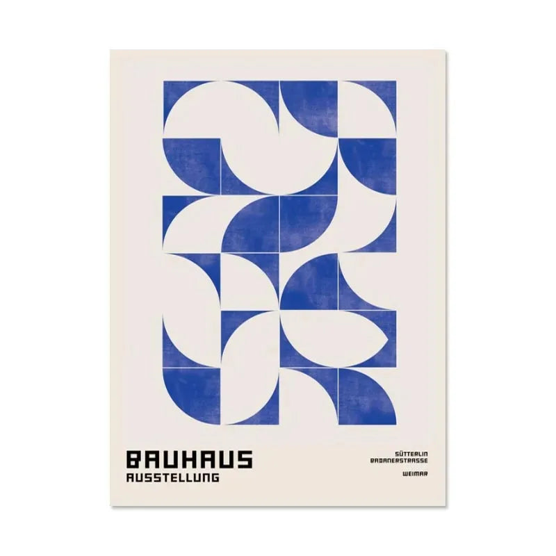 Bauhaus geometric orange & teal minimalist canvas print living room