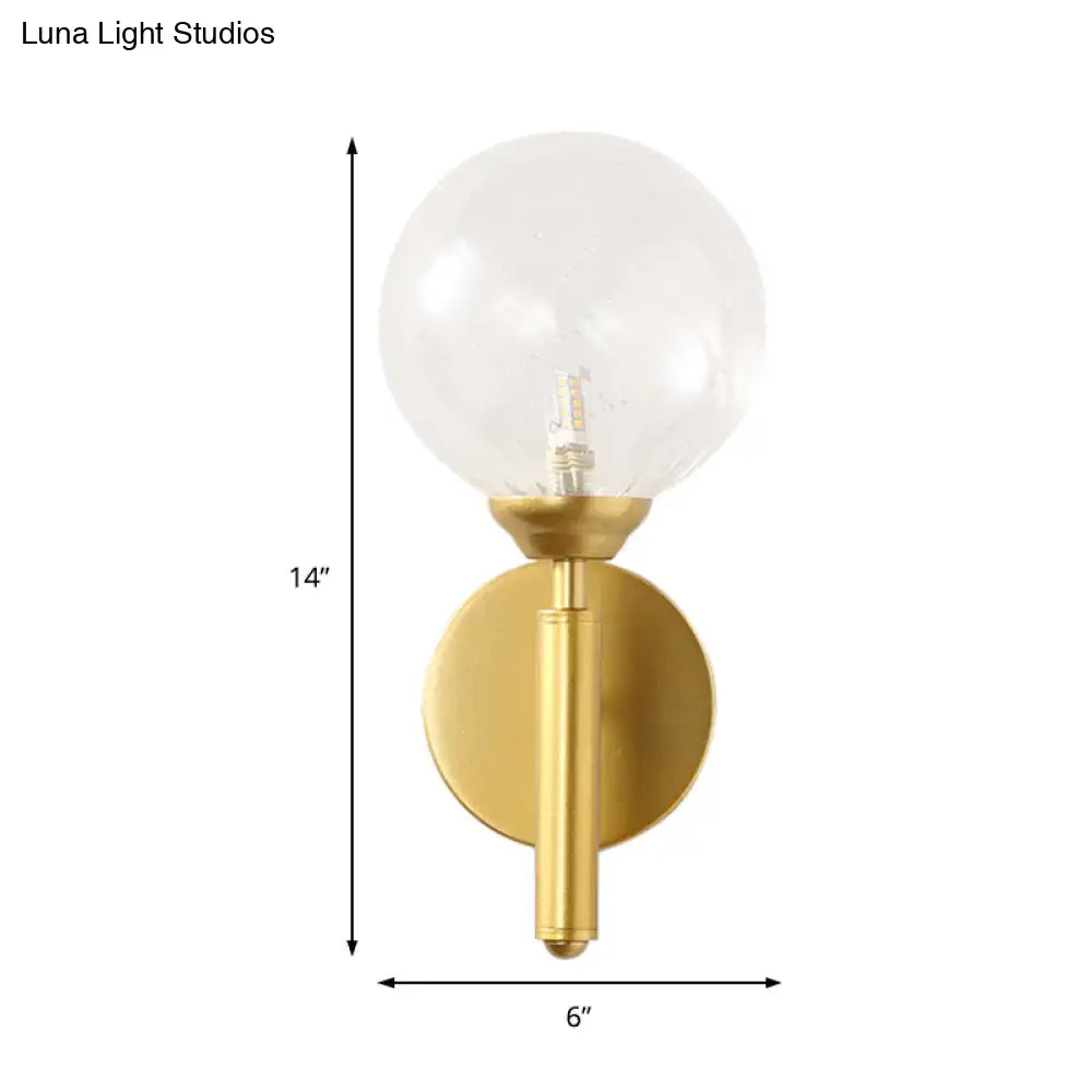 Modern brass glass sphere wall lamp fixture bedroom