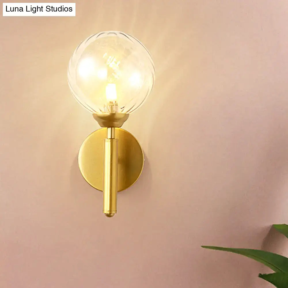 Modern brass glass sphere wall lamp fixture bedroom