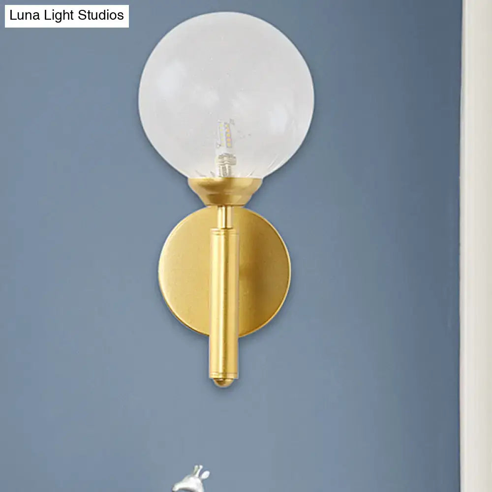 Modern brass glass sphere wall lamp fixture bedroom
