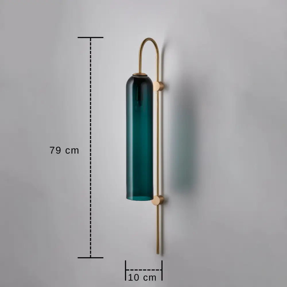 Modern brass wall sconce teal glass bedroom light