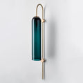 Modern brass wall sconce teal glass bedroom light