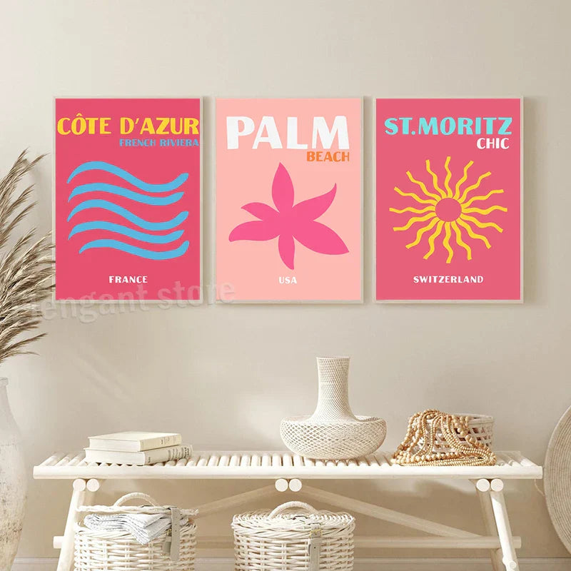 Modern coastal bondi beach travel posters art print for living room
