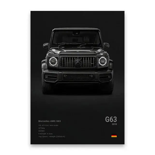 Modern black sports car canvas wall art living room decor